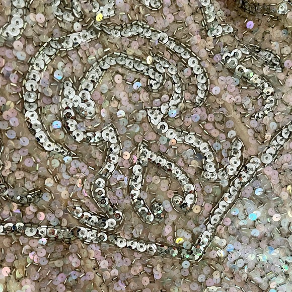 Caché Vintage Bsby Pink Sequined/Beaded embellished Halter Neck Dress Sz 4 - Picture 6 of 10